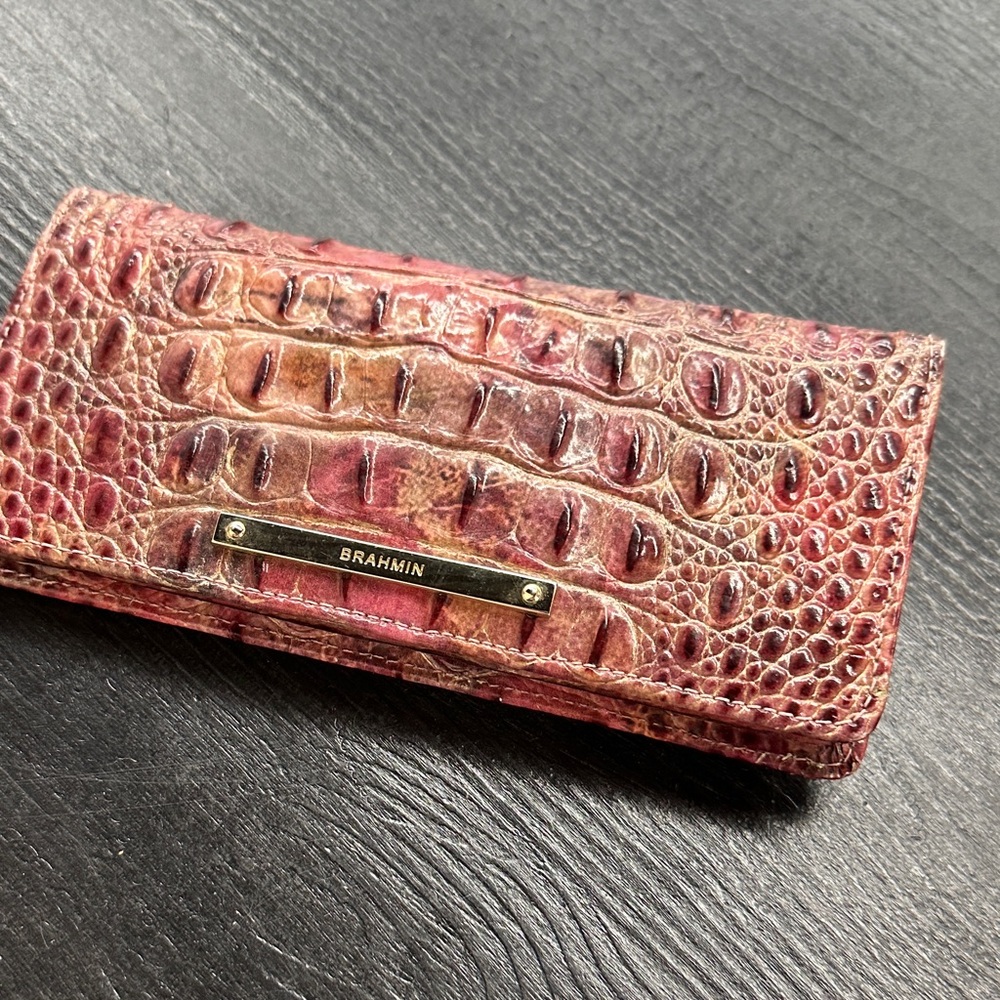 Brahmin Rose Embossed Leather Wallet